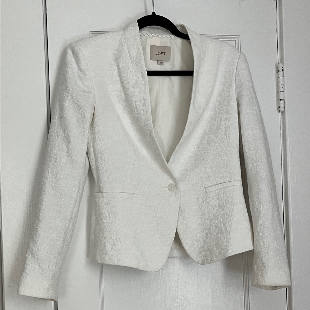 LOFT Women's Cream Textured Blazer